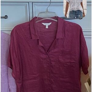 100% linen blouse gorgeous color!
